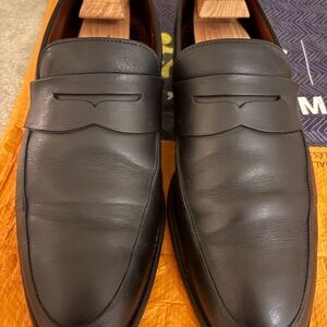 Allen Edmonds Dark Leather Slip-On Loafers Presidio 12 EEE black